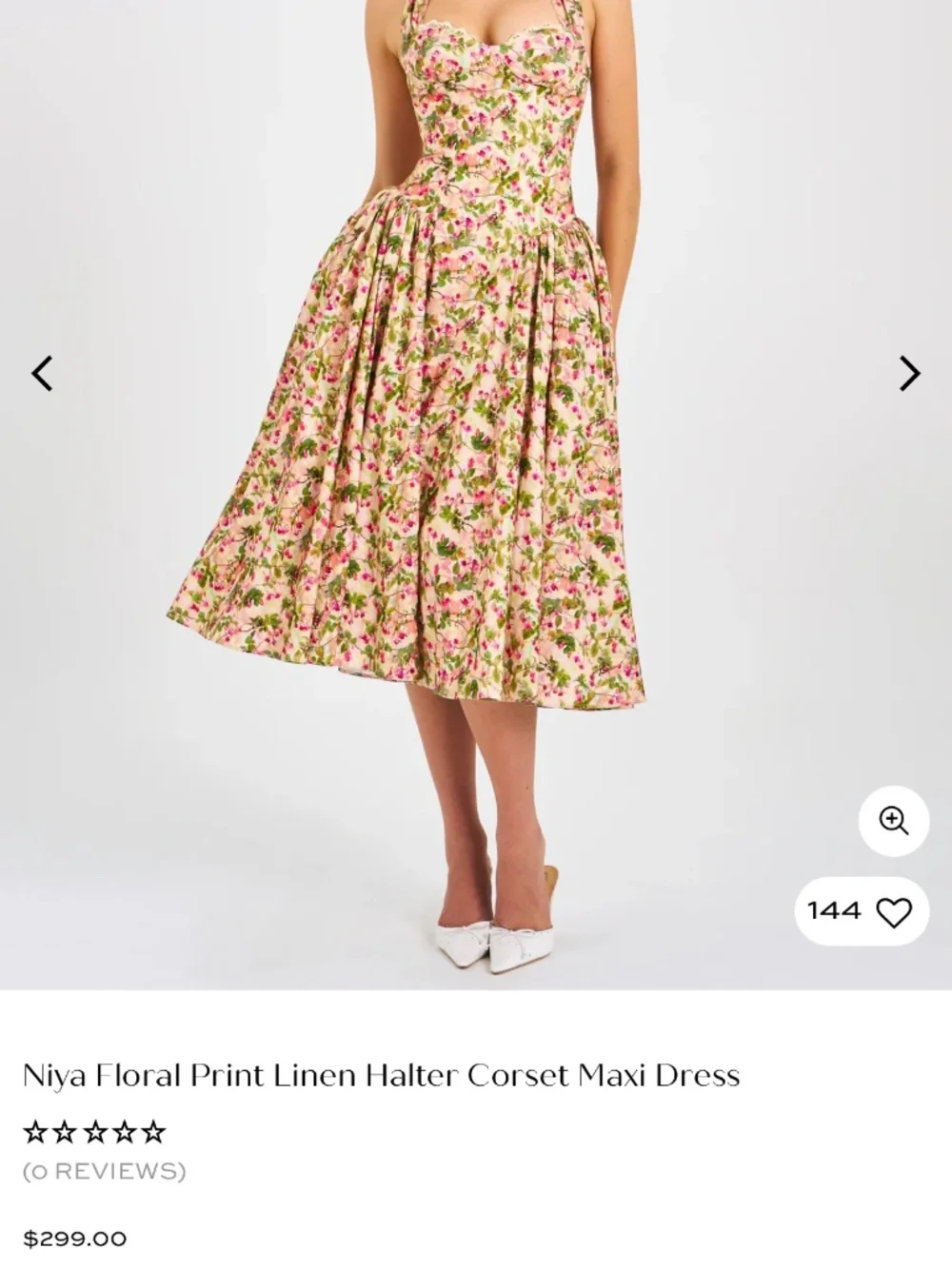 Niya Floral Print Linen Halter Corset Maxi Dress - Picture 3 of 3